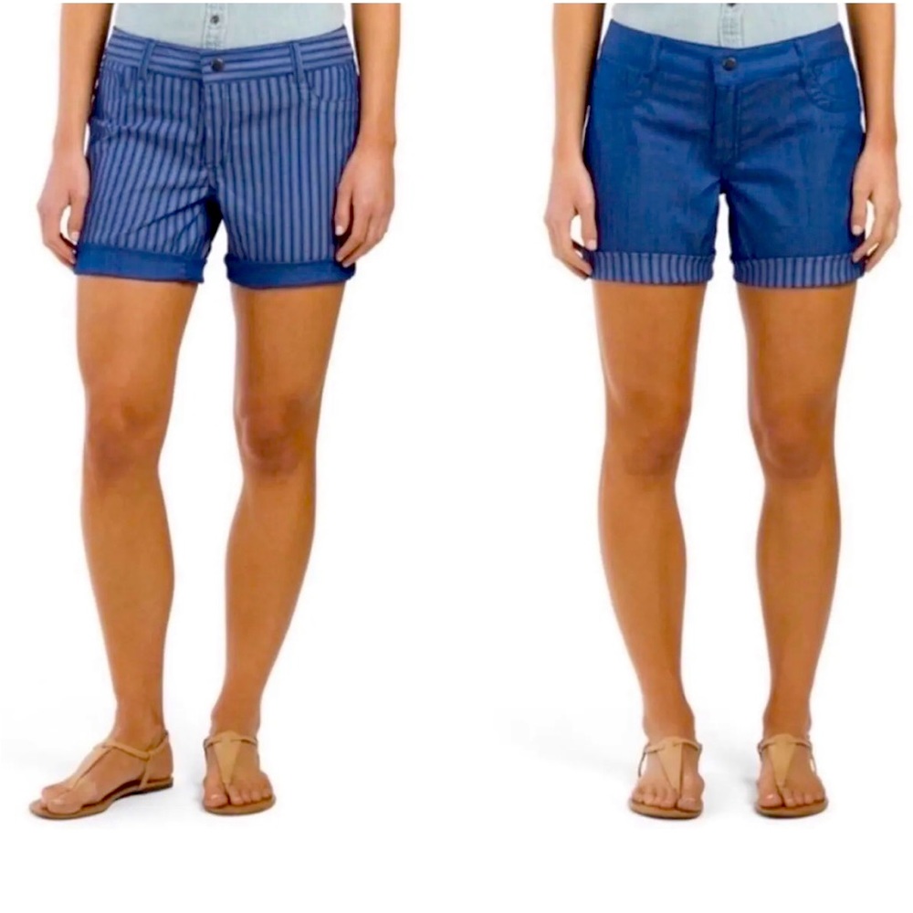 ZAC & RACHEL reversible blue color gray striped shorts size 12 NWT